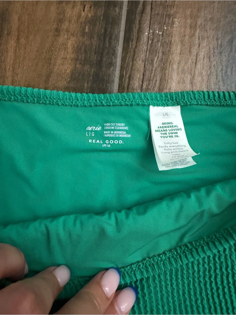 Women's Aerie High Waist Green Swim Bottoms